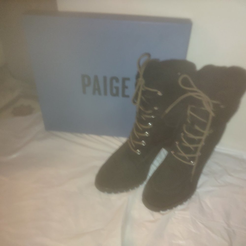 Paige Nina Shearling-Trimmed Suede Boots – Size 11M - NWB - CYBER MONDAY